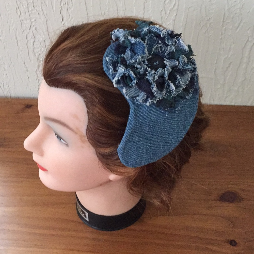 Upcycled denim fascinator